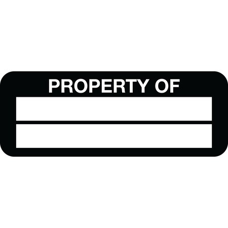 Lustre-Cal Property ID Label PROPERTY OF Polyester Black 2in x 0.75in 2 Blank No Pads, 100PK 253744Pe2K0000